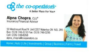 Alpna Chopra, CLU, Insurance and Financial Advisor at The Co-operators, Waterloo